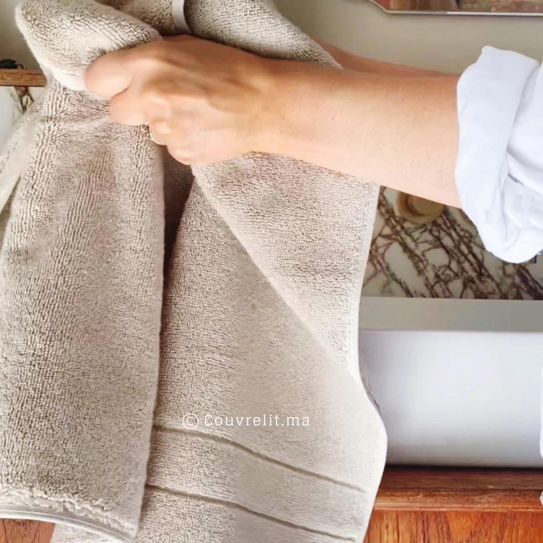PACK 2 SERVIETTE DE BAIN POUR HOTEL ET PROFESSIONNELS - Beige
