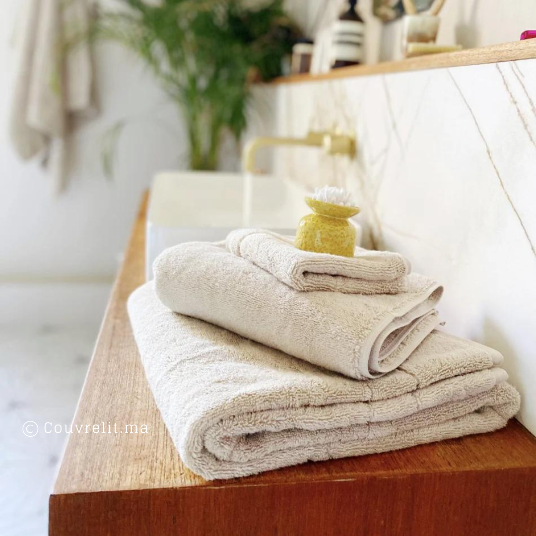 PACK 2 SERVIETTE DE BAIN POUR HOTEL ET PROFESSIONNELS - Beige
