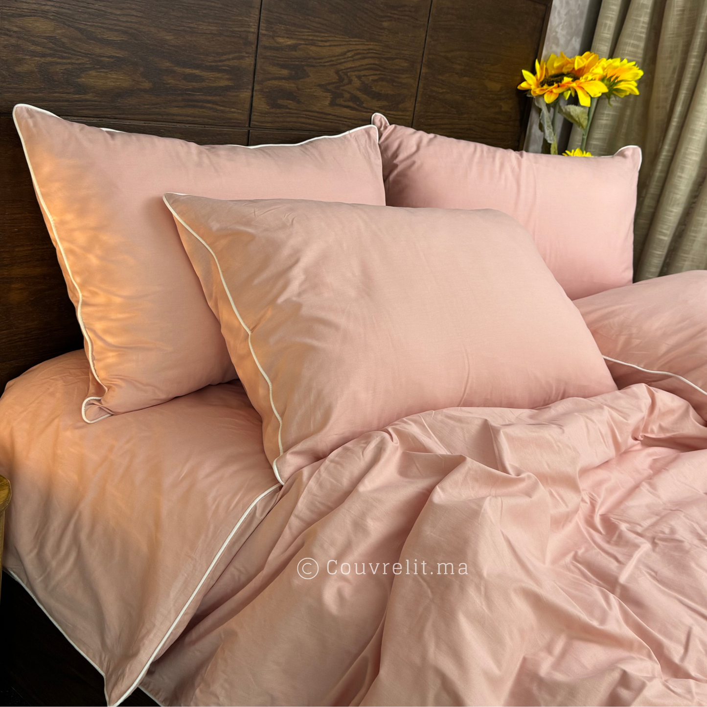 " SAUMON AVEC PASSEPOIL BLANC" Ensemble complet en 100% COTTON, REF: CVS00277