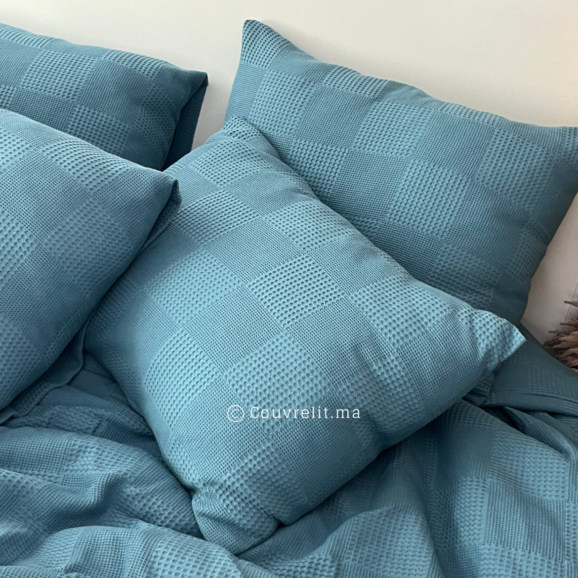 "PIQUÉ TURQUOISE" Ensemble Housse de Couette PIQUÉ COTTON Ref: CVP00254