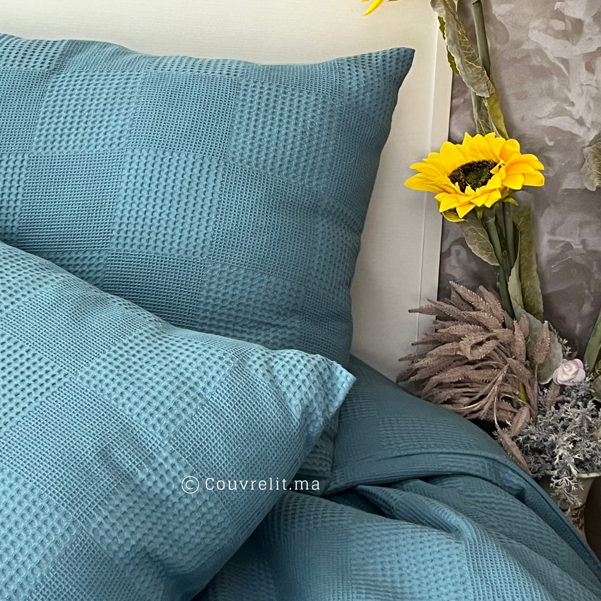 "PIQUÉ TURQUOISE" Ensemble Housse de Couette PIQUÉ COTTON Ref: CVP00254