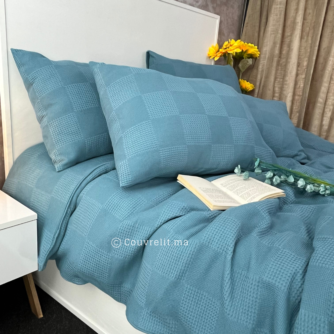 "PIQUÉ TURQUOISE" Ensemble Housse de Couette PIQUÉ COTTON Ref: CVP00254