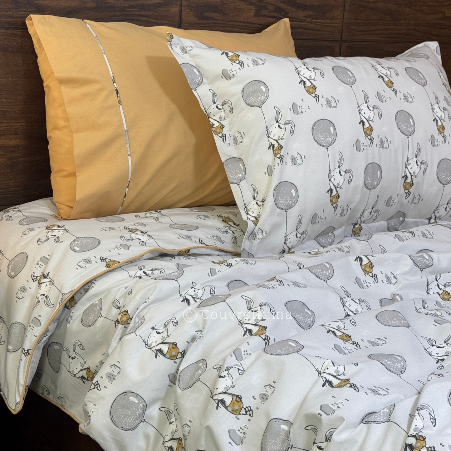 "Lapin Gris" Couverlit pour enfant pack complet REF: CVK00279