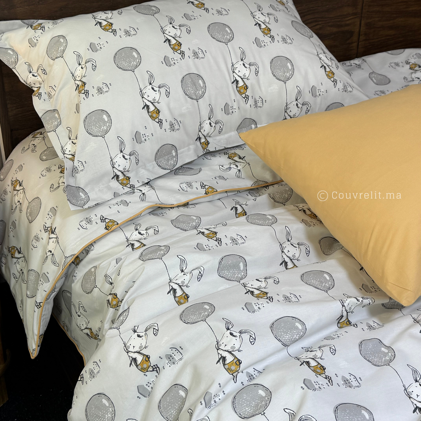 "Lapin Gris" Couverlit pour enfant pack complet REF: CVK00279