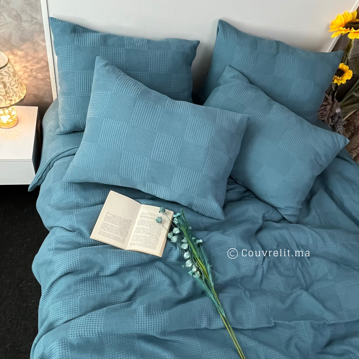 "PIQUÉ TURQUOISE" Ensemble Housse de Couette PIQUÉ COTTON Ref: CVP00254