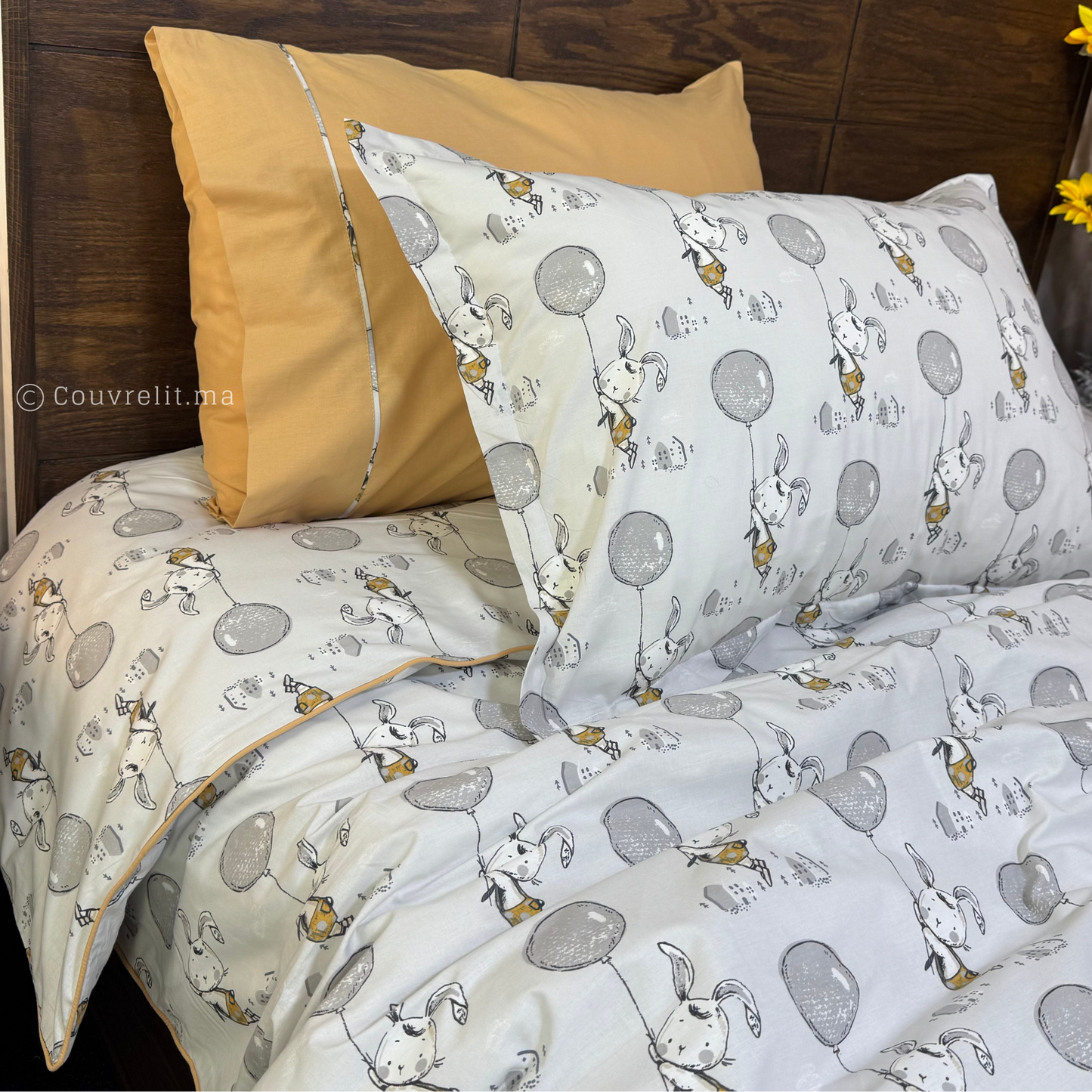 "Lapin Gris" Couverlit pour enfant pack complet REF: CVK00279
