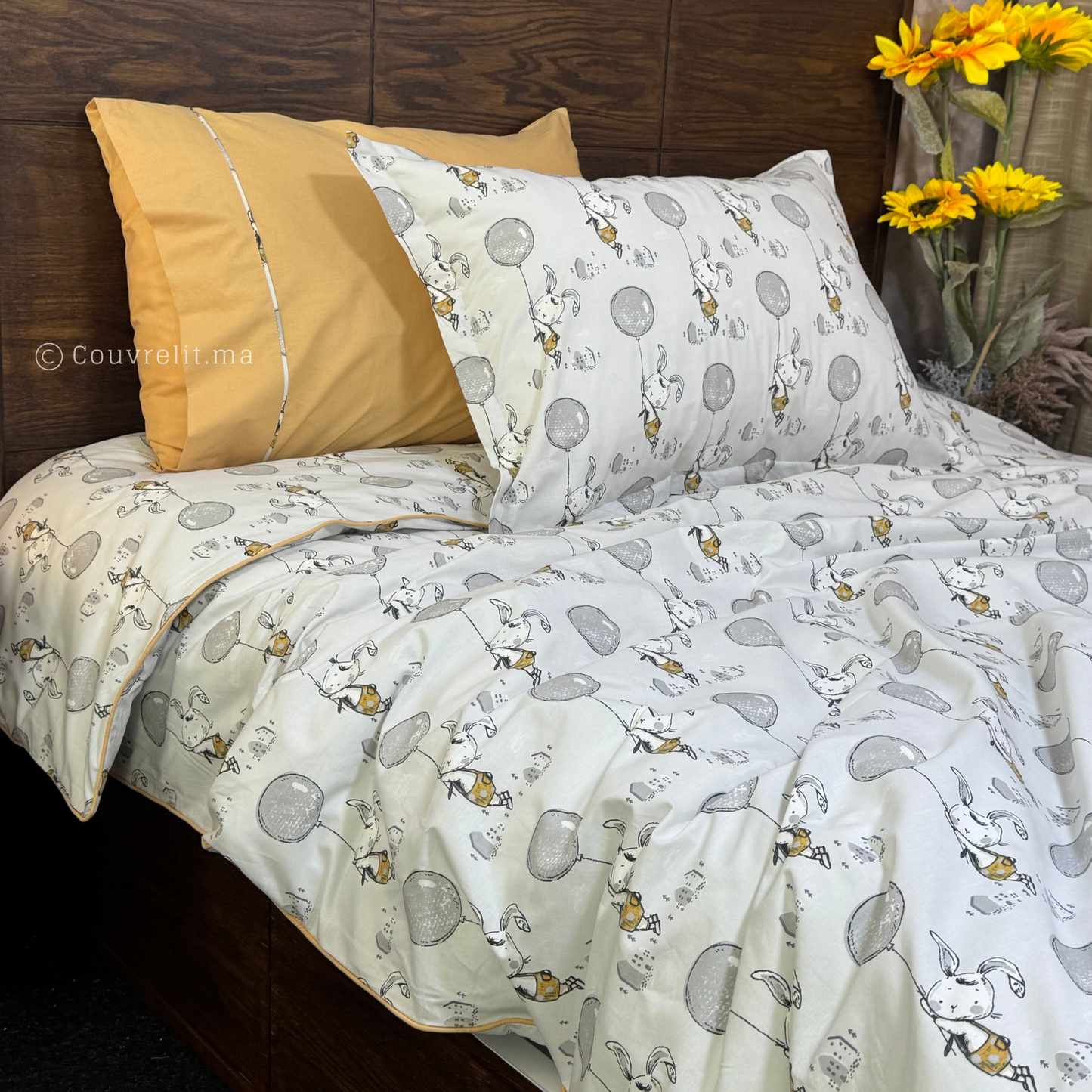 "Lapin Gris" Couverlit pour enfant pack complet REF: CVK00279