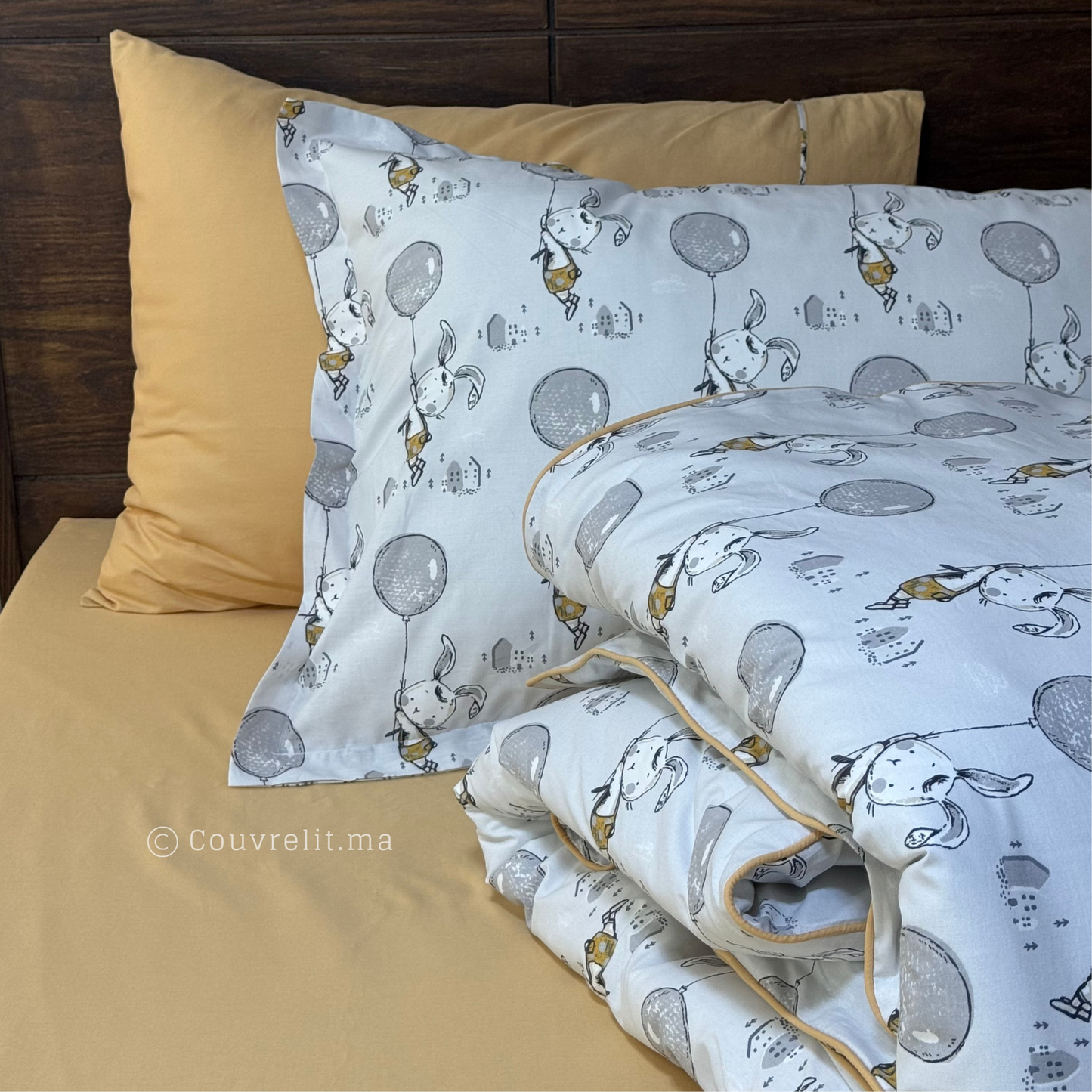 "Lapin Gris" Couverlit pour enfant pack complet REF: CVK00279