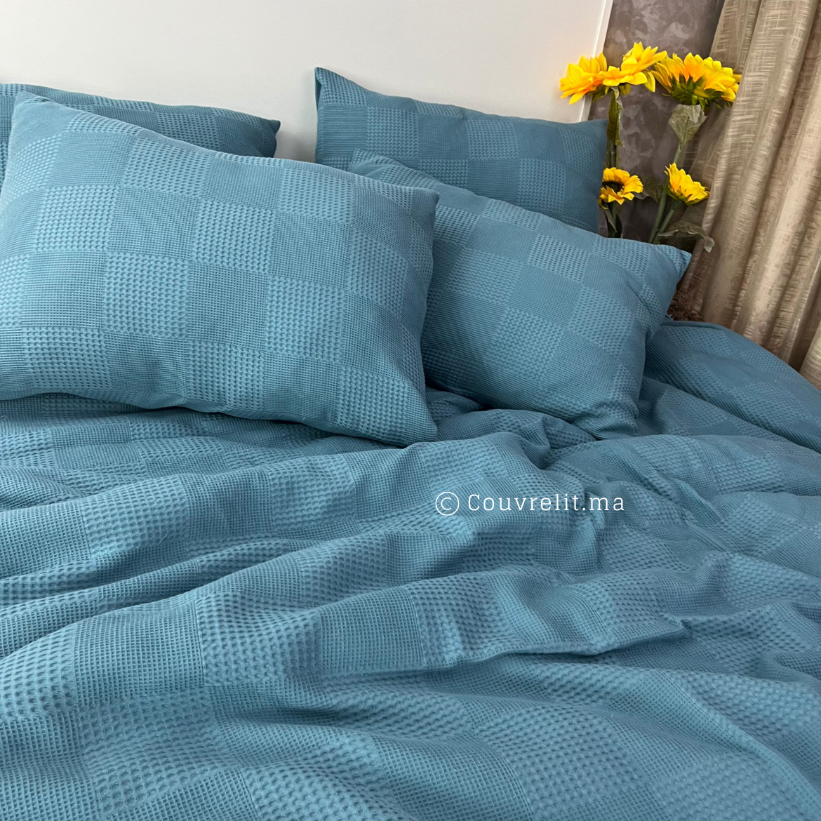 "PIQUÉ TURQUOISE" Ensemble Housse de Couette PIQUÉ COTTON Ref: CVP00254