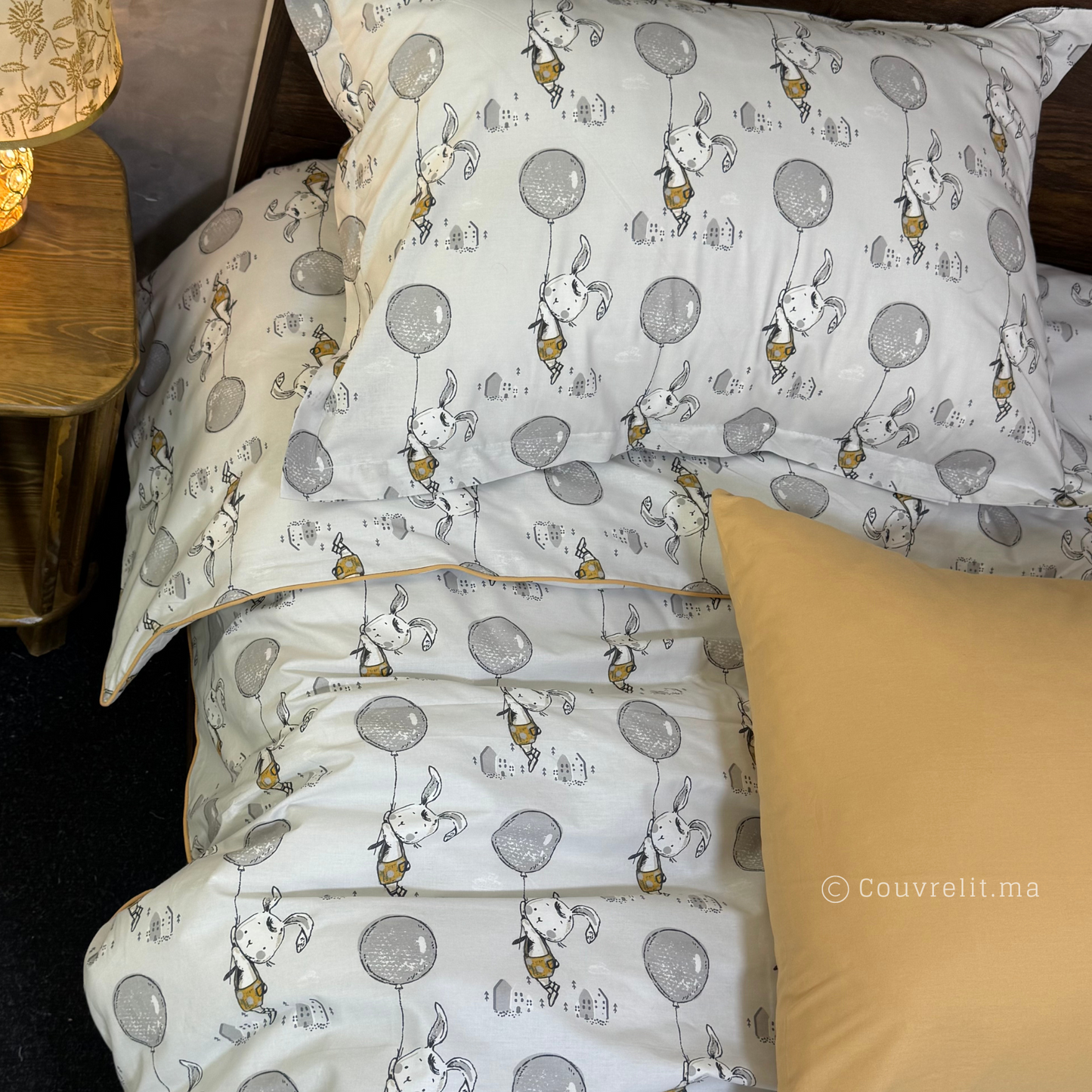 "Lapin Gris" Couverlit pour enfant pack complet REF: CVK00279