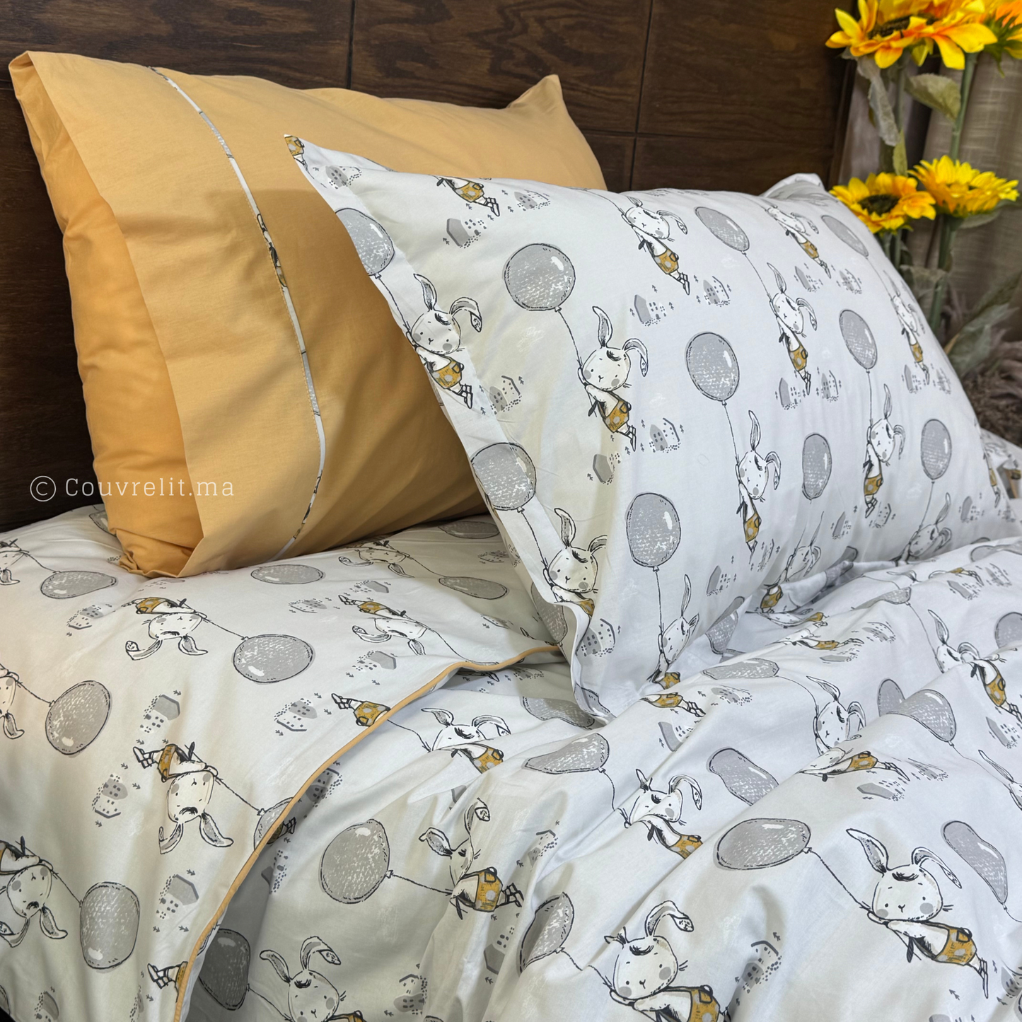 "Lapin Gris" Couverlit pour enfant pack complet REF: CVK00279