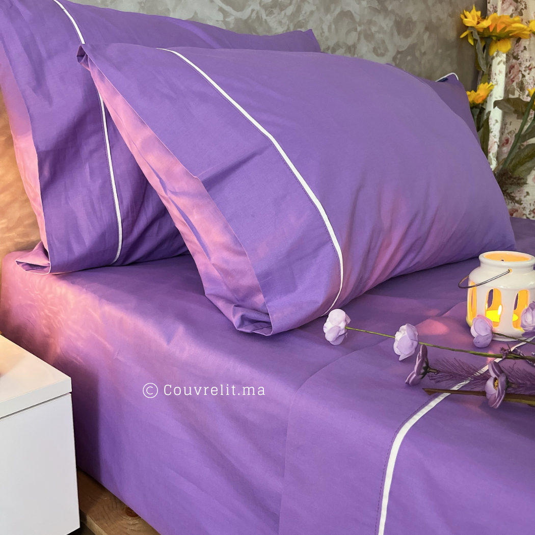Ensemble Parure de lit 100% Cotton, 6 Pièces en Cotton ref :CVS0225 mauve