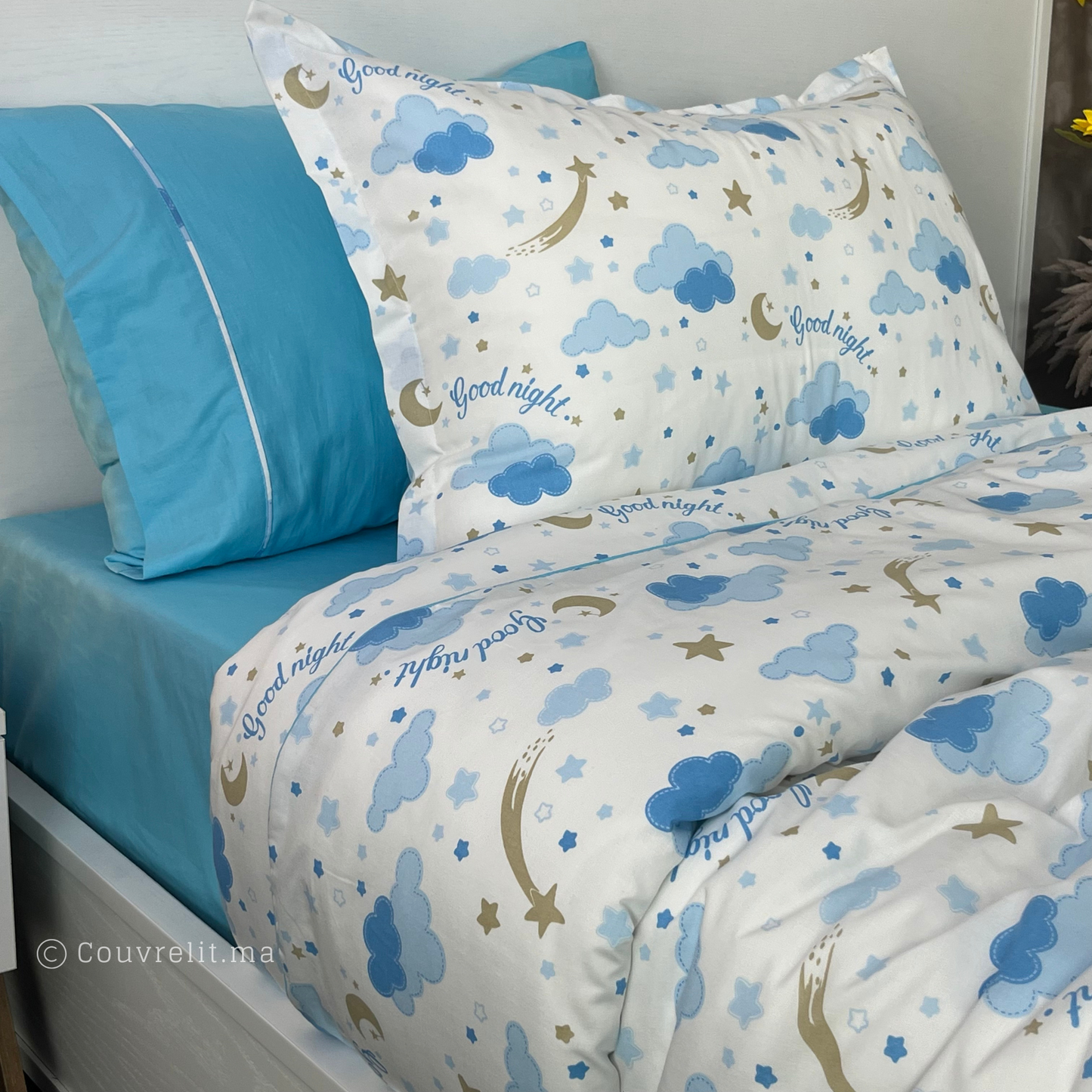 "Nuage bleu" Couverlit pour enfant pack complet REF: CVK00266