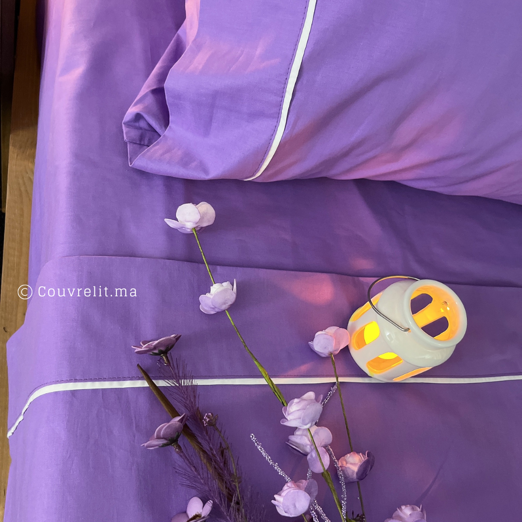 Ensemble Parure de lit 100% Cotton, 6 Pièces en Cotton ref :CVS0225 mauve