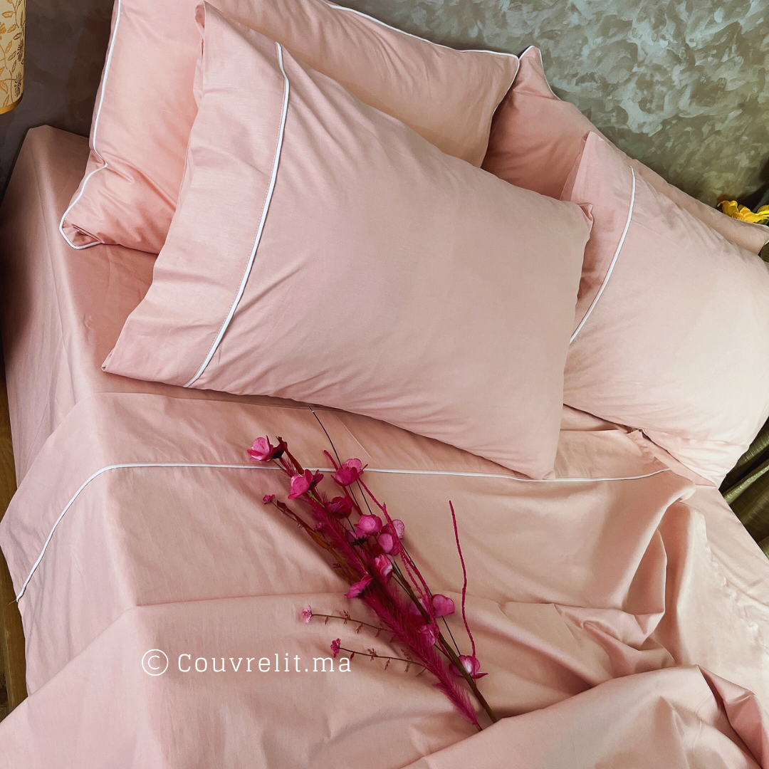 Ensemble Parure de lit 100% Cotton, 6 Pièces en Cotton ref :CVS0225 Saumon