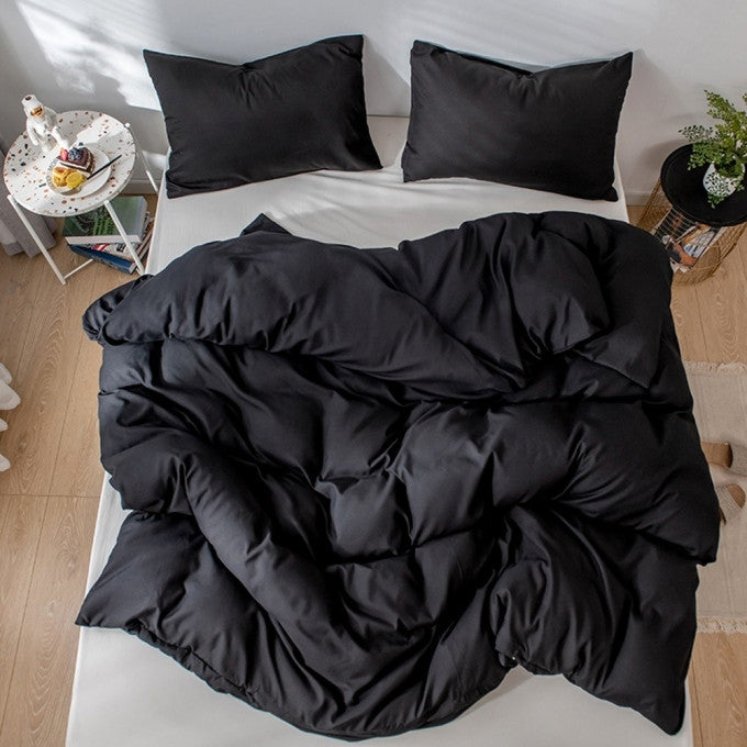 Housse de couette Noir en 100% Cotton avec Drap et 2 taie D'oreiller Ref: CV0089
