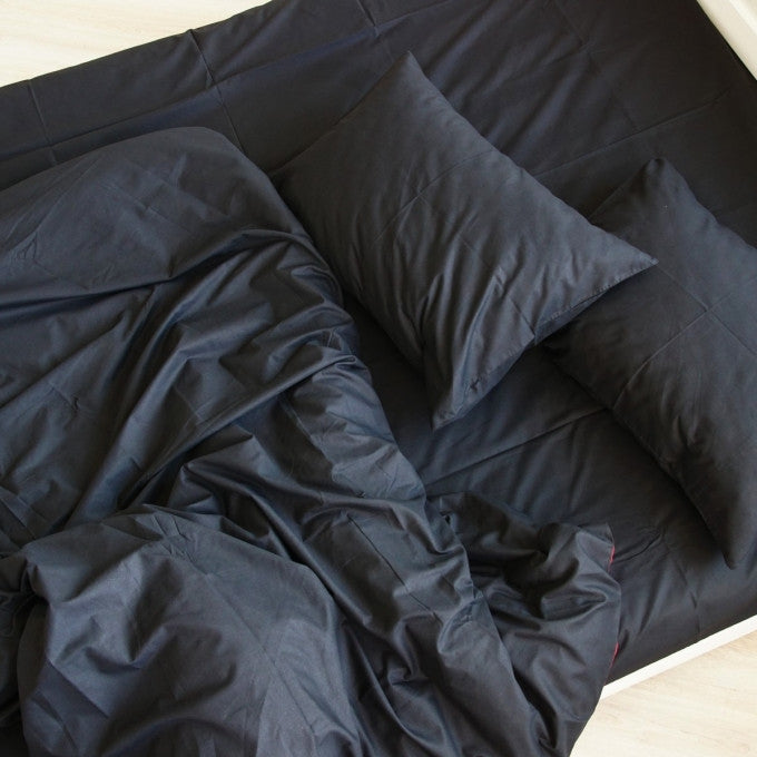 Housse de couette Noir en 100% Cotton avec Drap et 2 taie D'oreiller Ref: CV0089