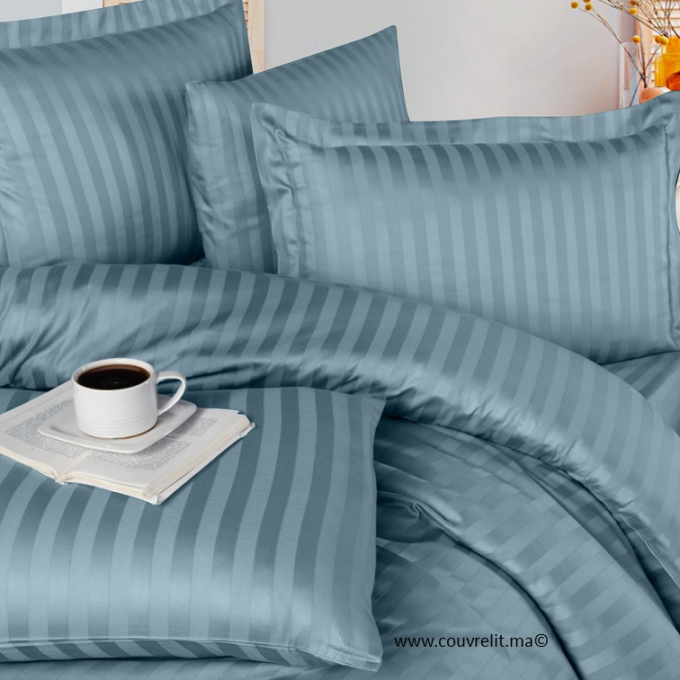 Ensemble Housse de couette de Satin rayé Ref: CV0141