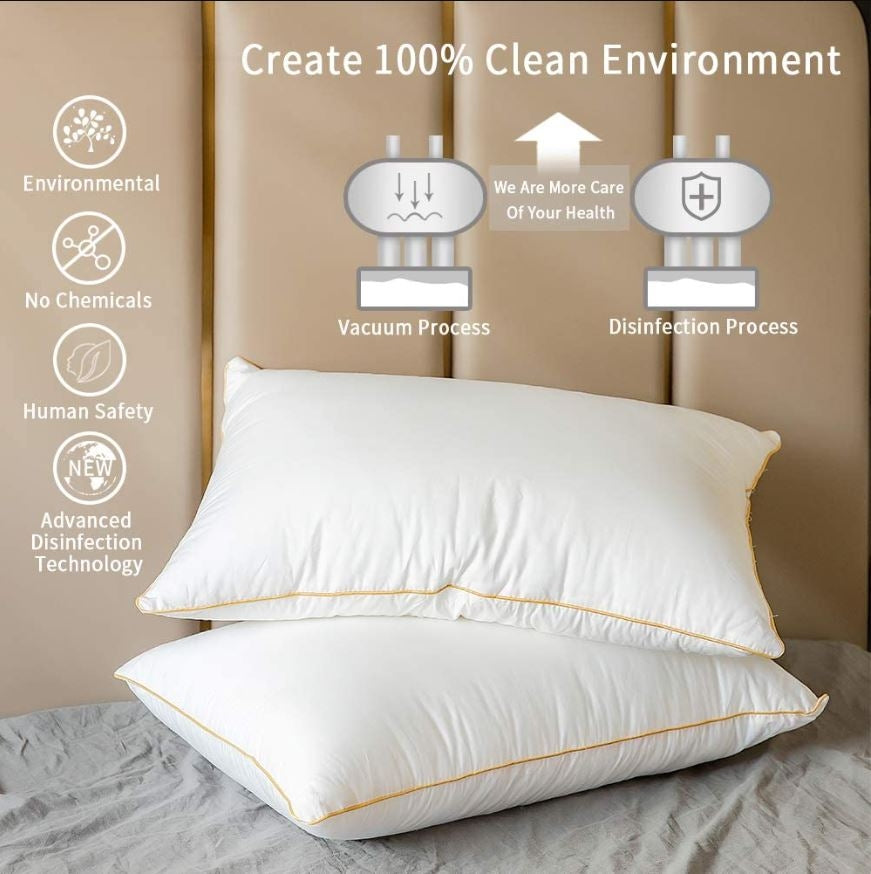 Oreiller de lit en ouate siliconée pour dormir, Protection du cou, taie 100% coton - Ref: OR0110