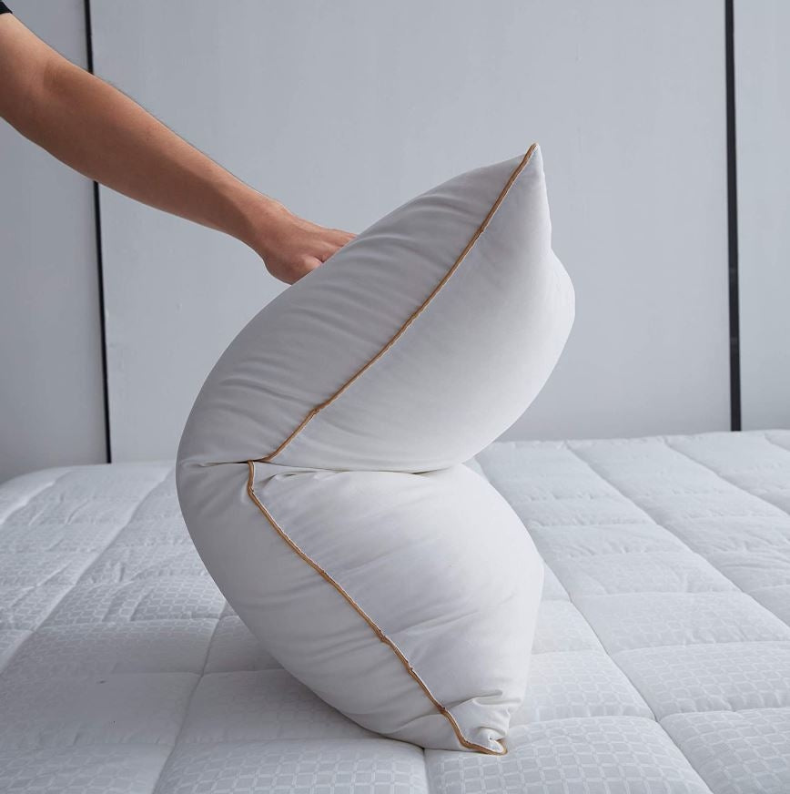 Oreiller de lit en ouate siliconée pour dormir, Protection du cou, taie 100% coton - Ref: OR0110