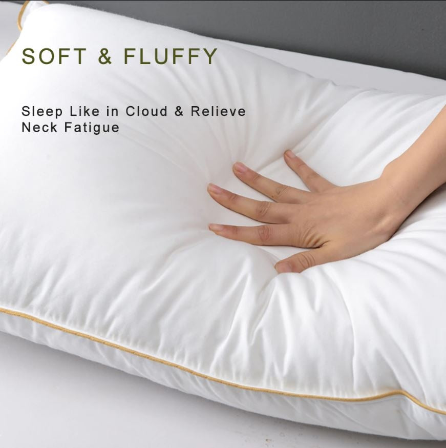 Oreiller de lit en ouate siliconée pour dormir, Protection du cou, taie 100% coton - Ref: OR0110