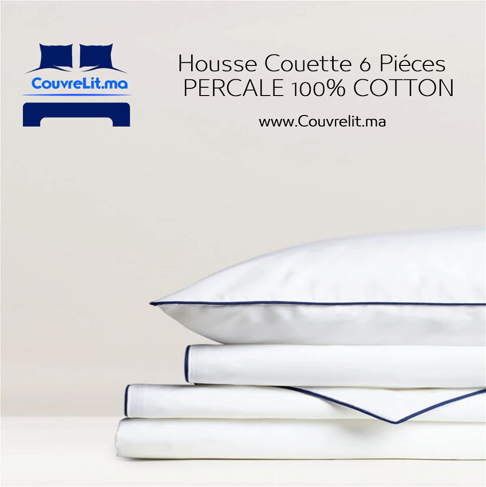 Ensemble Housse de Couette 6 pièces en PERCALE 200fils COTTON REF: CV0095