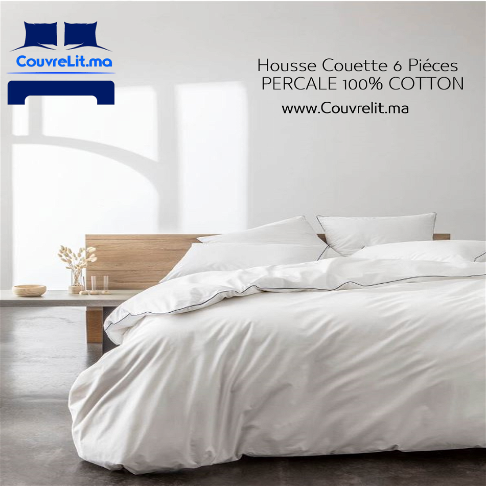 Ensemble Housse de Couette 6 pièces en PERCALE 200fils COTTON REF: CV0095