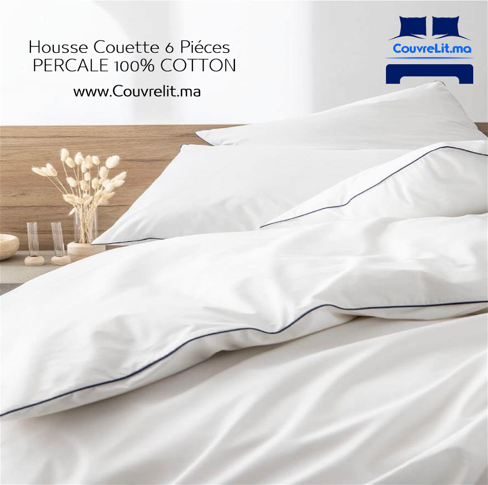 Ensemble Housse de Couette 6 pièces en PERCALE 200fils COTTON REF: CV0095