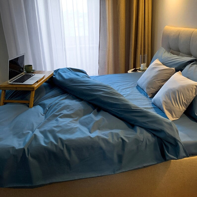 " INDIGO" Housse de couette PERCAL 100% Coton naturel Ref: CV0153