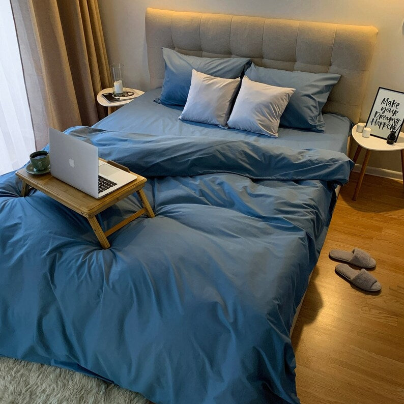" INDIGO" Housse de couette PERCAL 100% Coton naturel Ref: CV0153