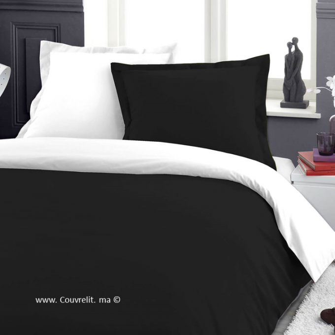 Housse de Couette Double Face Noir-Blanc 6 Pièces en Cotton Ref: CV0064