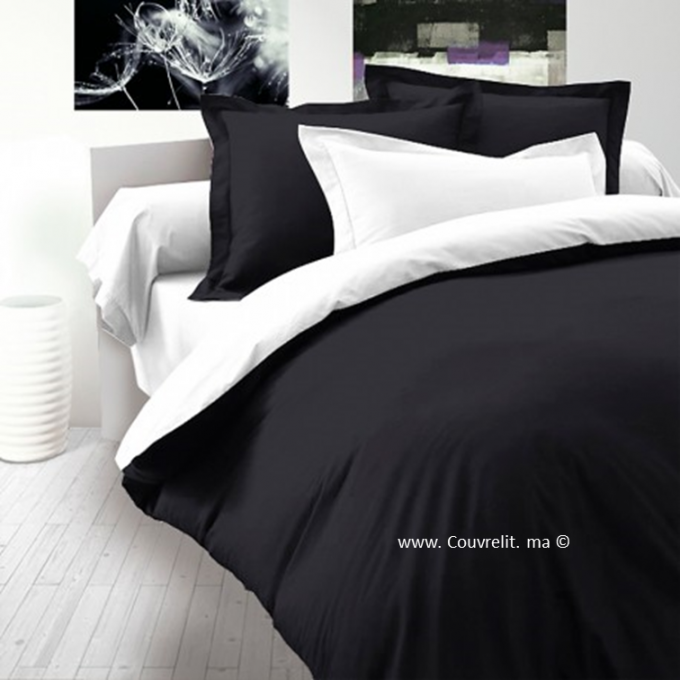 Housse de Couette Double Face Noir-Blanc 6 Pièces en satin 100% Cotton Ref: CV0064