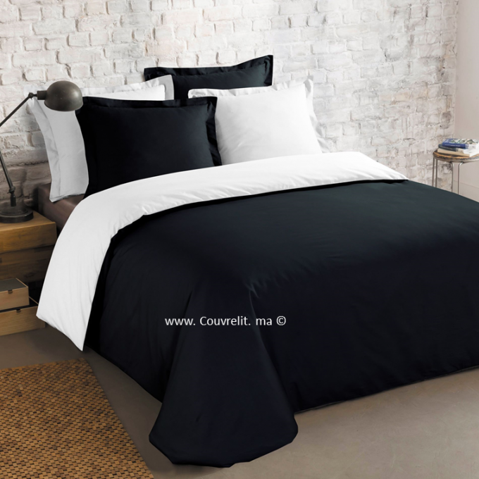 Housse de Couette Double Face Noir-Blanc 6 Pièces en satin 100% Cotton Ref: CV0064