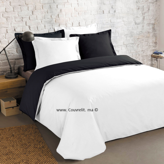 Housse de Couette Double Face Noir-Blanc 6 Pièces en Cotton Ref: CV0064