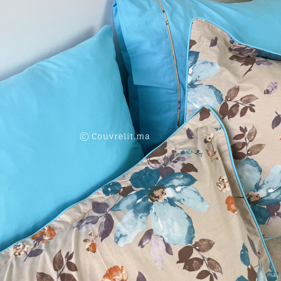 " Bleu Fleury" ensemble complet en COTTON de haute qualité, REF: CVM0240
