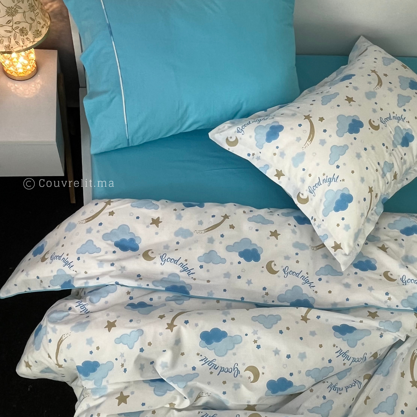 "Nuage bleu" Couverlit pour enfant pack complet REF: CVK00266