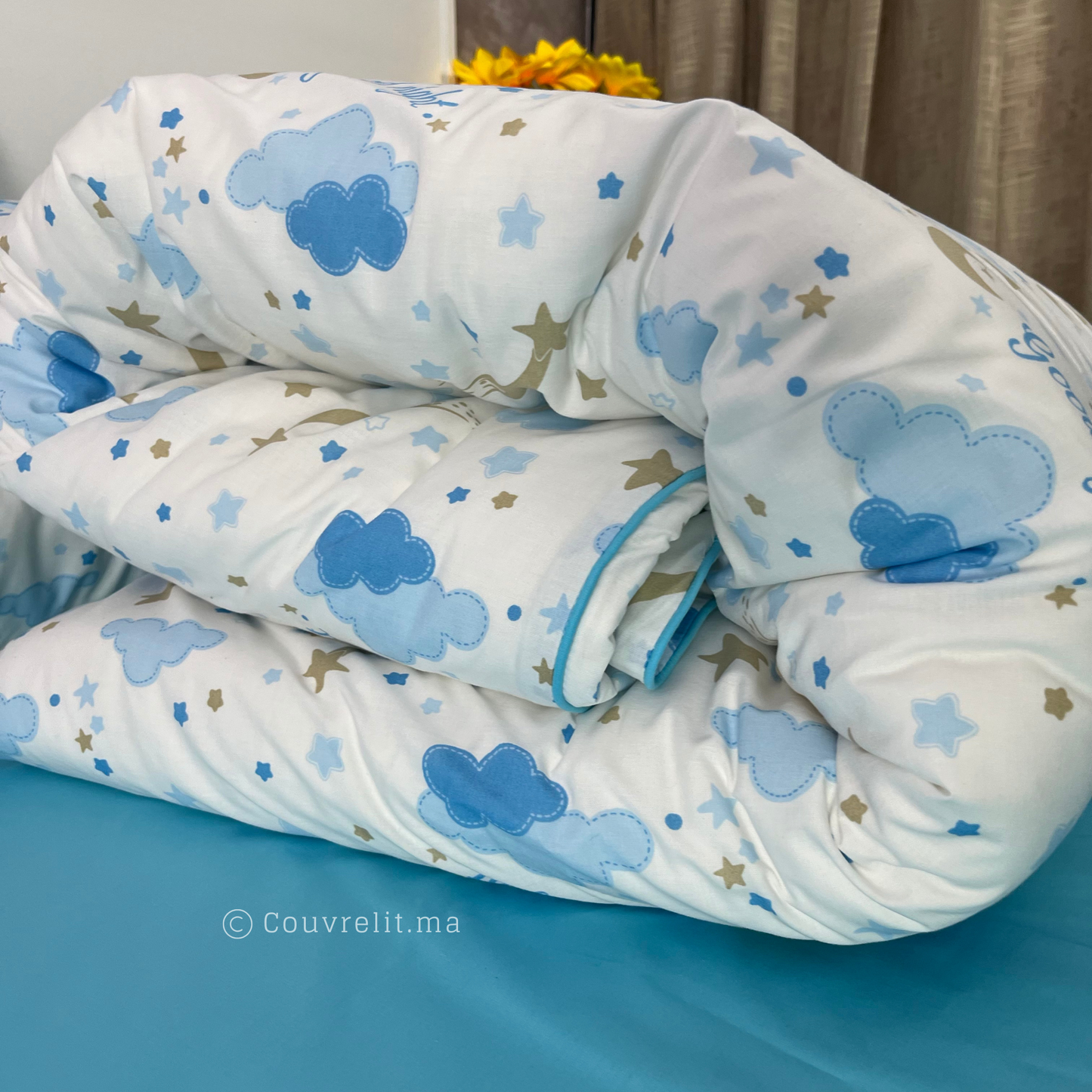 "Nuage bleu" Couverlit pour enfant pack complet REF: CVK00266