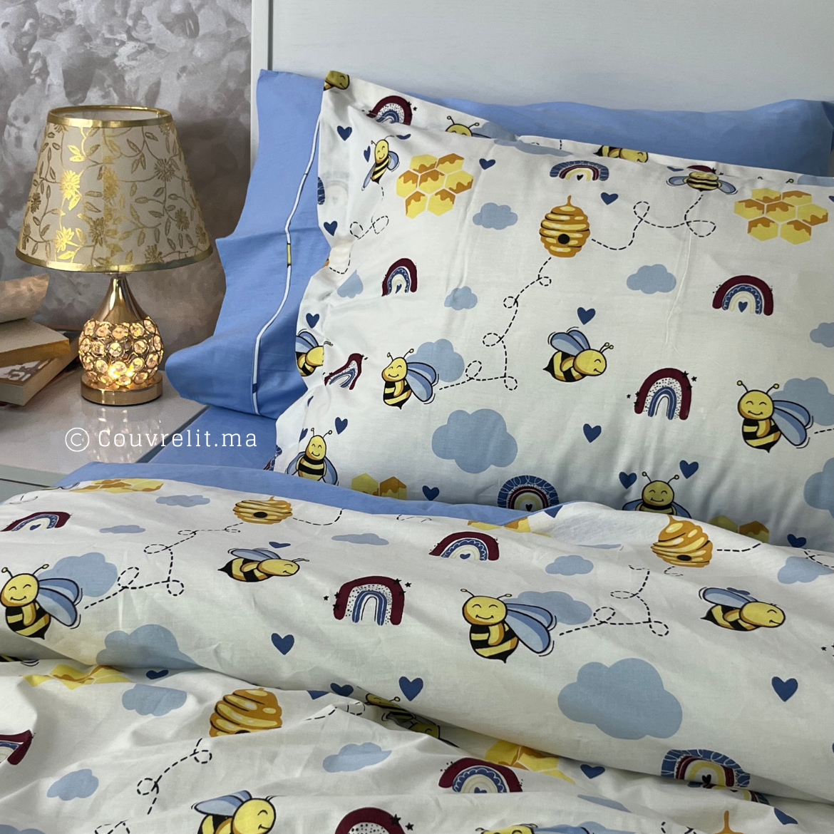 "Honey Blue " Couverlit pour enfant pack complet REF: CVK00258