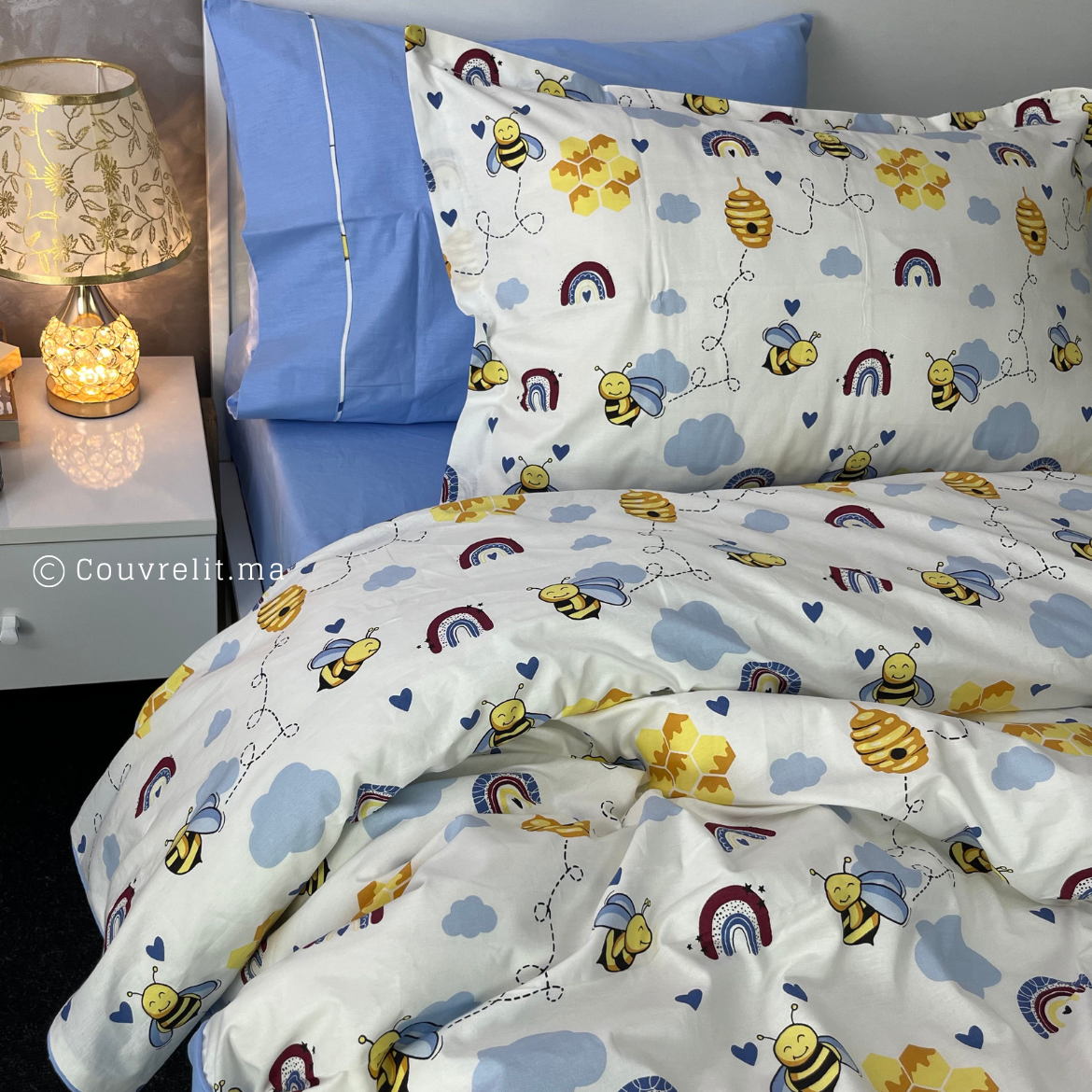 "Honey Blue " Couverlit pour enfant pack complet REF: CVK00258