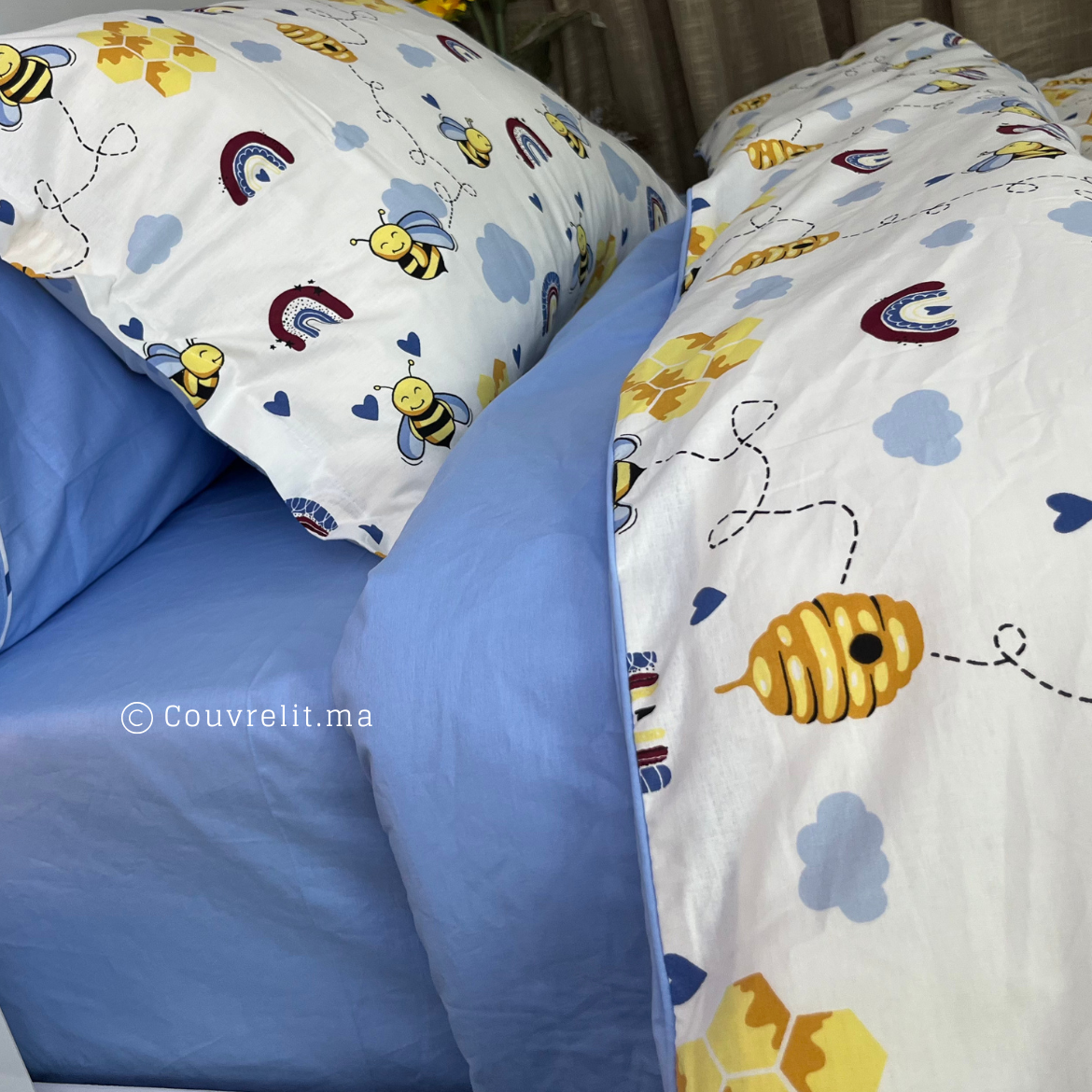 "Honey Blue " Couverlit pour enfant pack complet REF: CVK00258