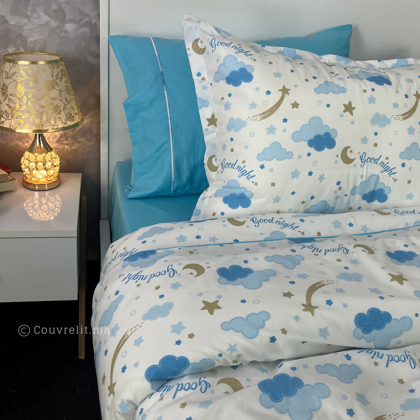 "Nuage bleu" Couverlit pour enfant pack complet REF: CVK00266