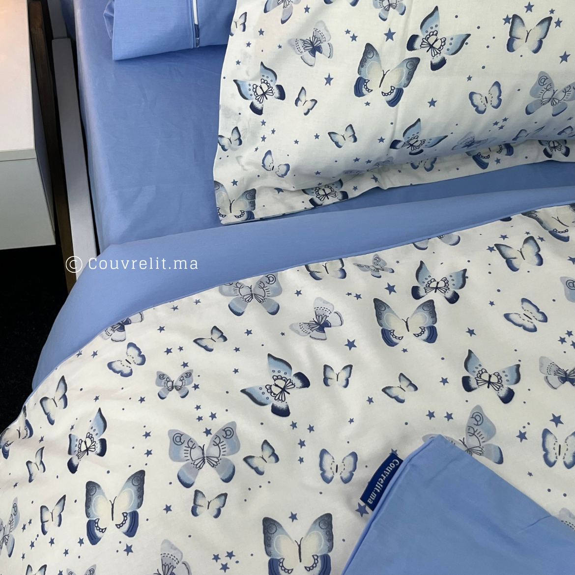 "Papillon-Bleu" Couverlit pour enfant pack complet REF: CVK00261