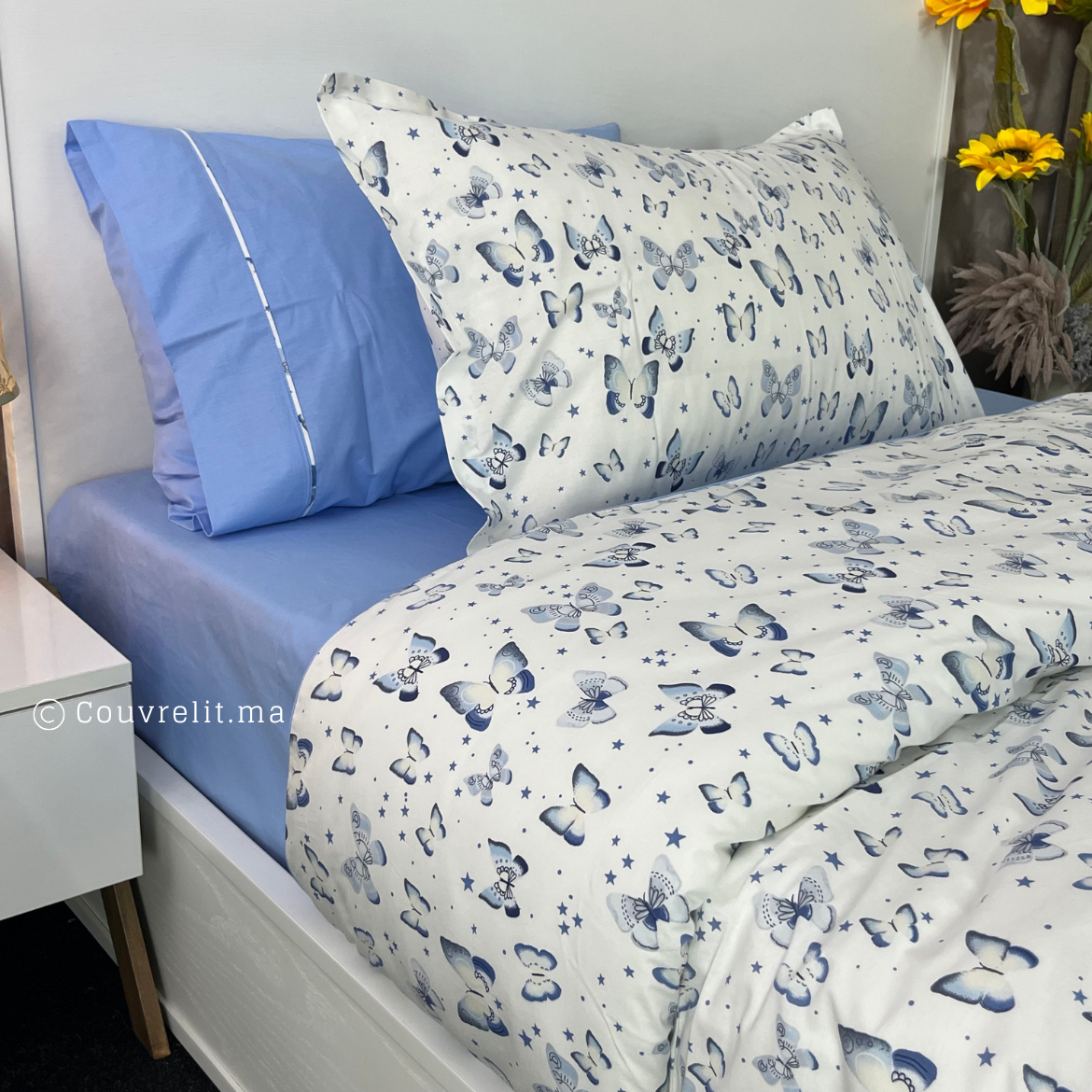 "Papillon-Bleu" Couverlit pour enfant pack complet REF: CVK00261