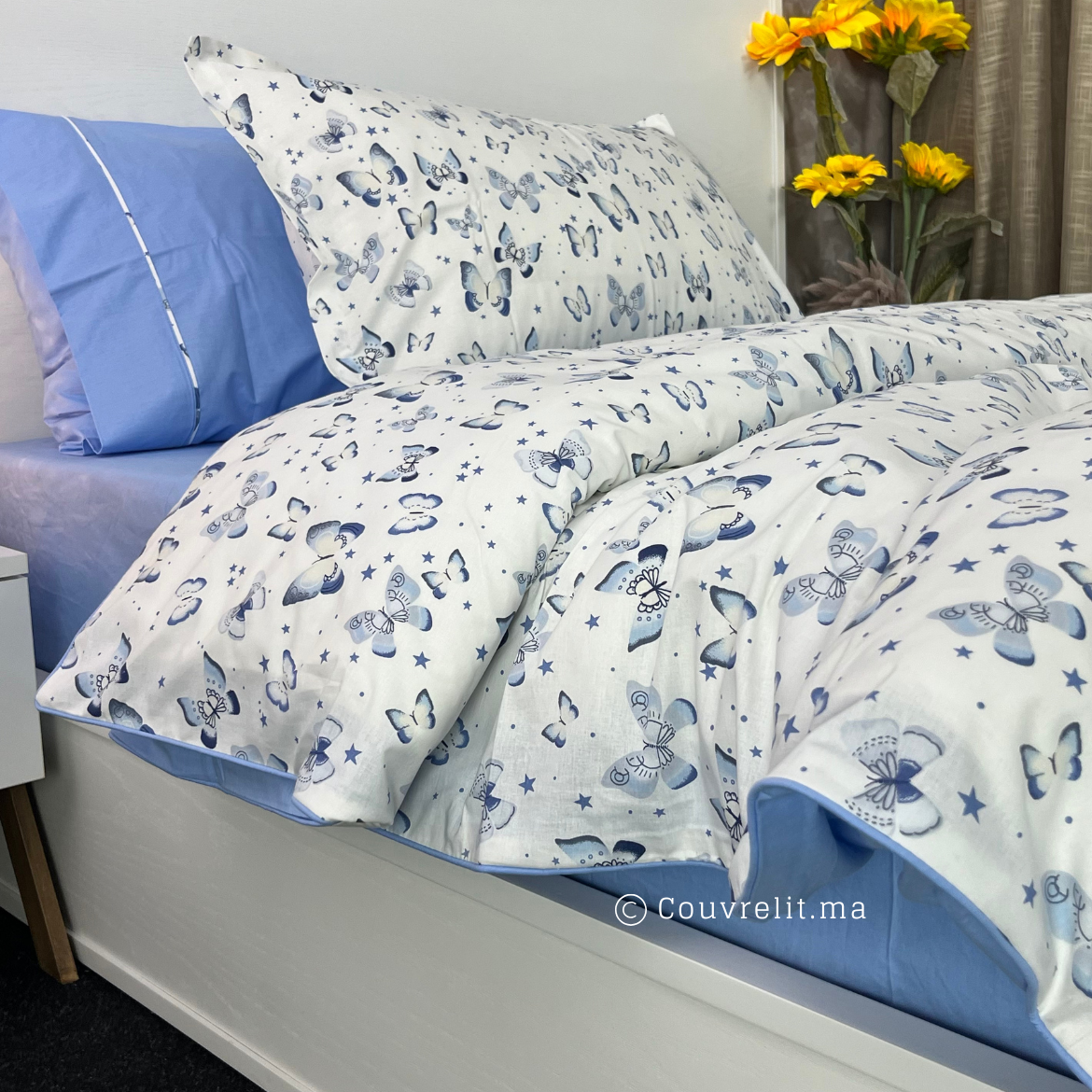 "Papillon-Bleu" Couverlit pour enfant pack complet REF: CVK00261