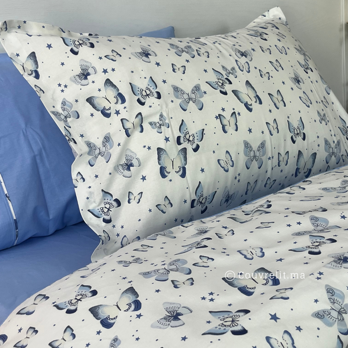 "Papillon-Bleu" Couverlit pour enfant pack complet REF: CVK00261