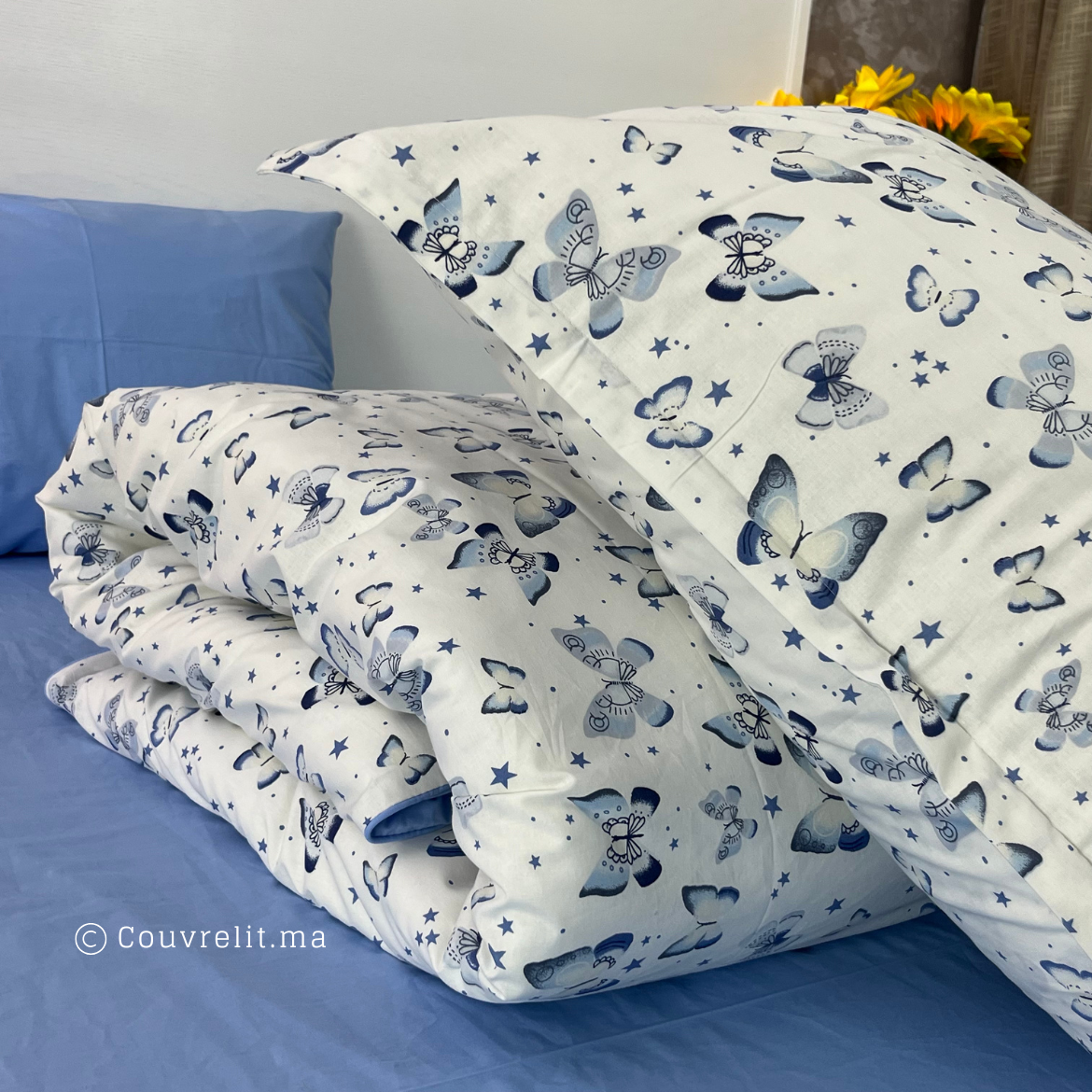 "Papillon-Bleu" Couverlit pour enfant pack complet REF: CVK00261