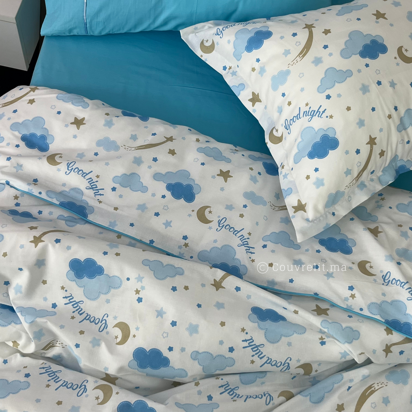"Nuage bleu" Couverlit pour enfant pack complet REF: CVK00266