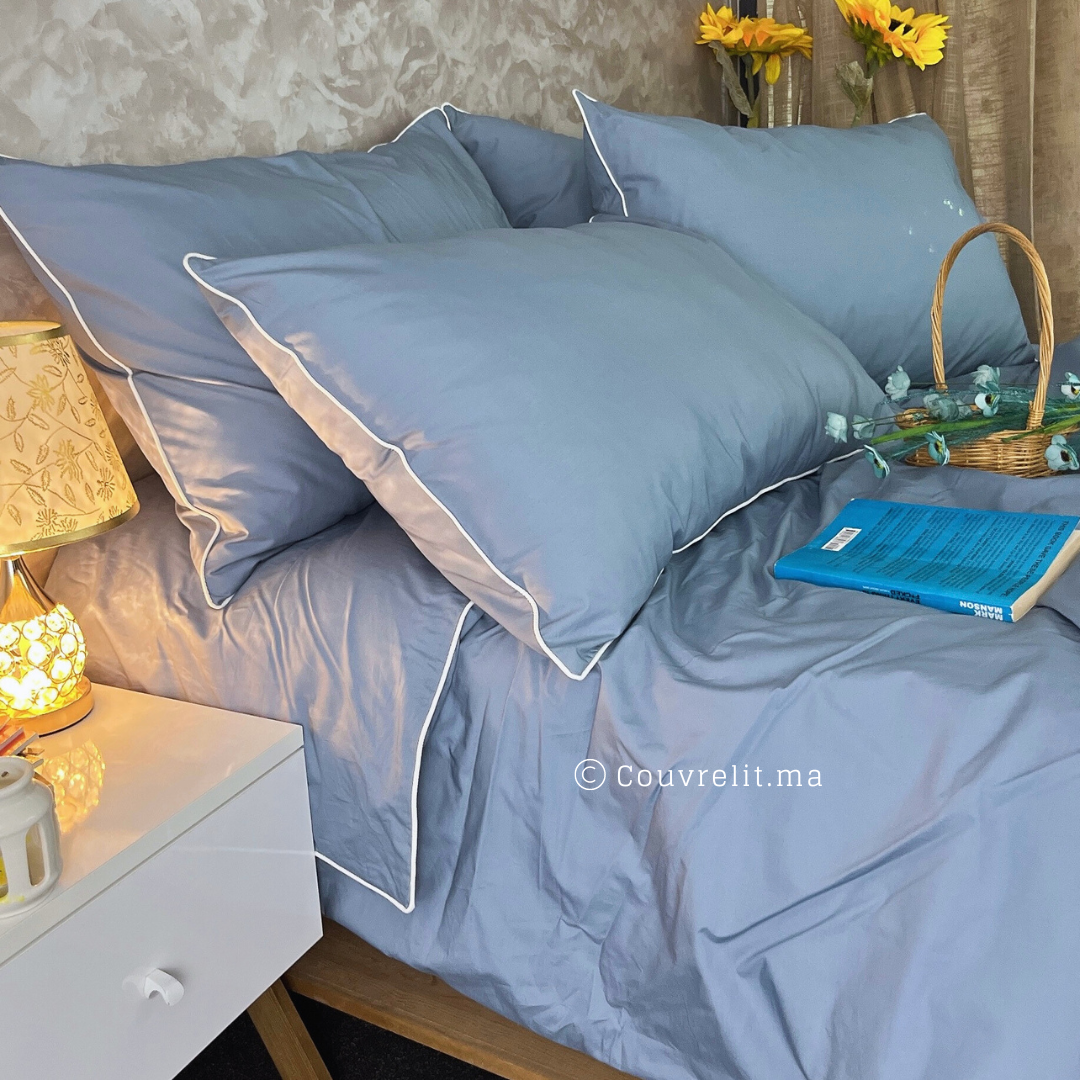 "Bleu pétrole" Ensemble Housse de couette de PERCAL 100% Cotton Réf: CVP0227