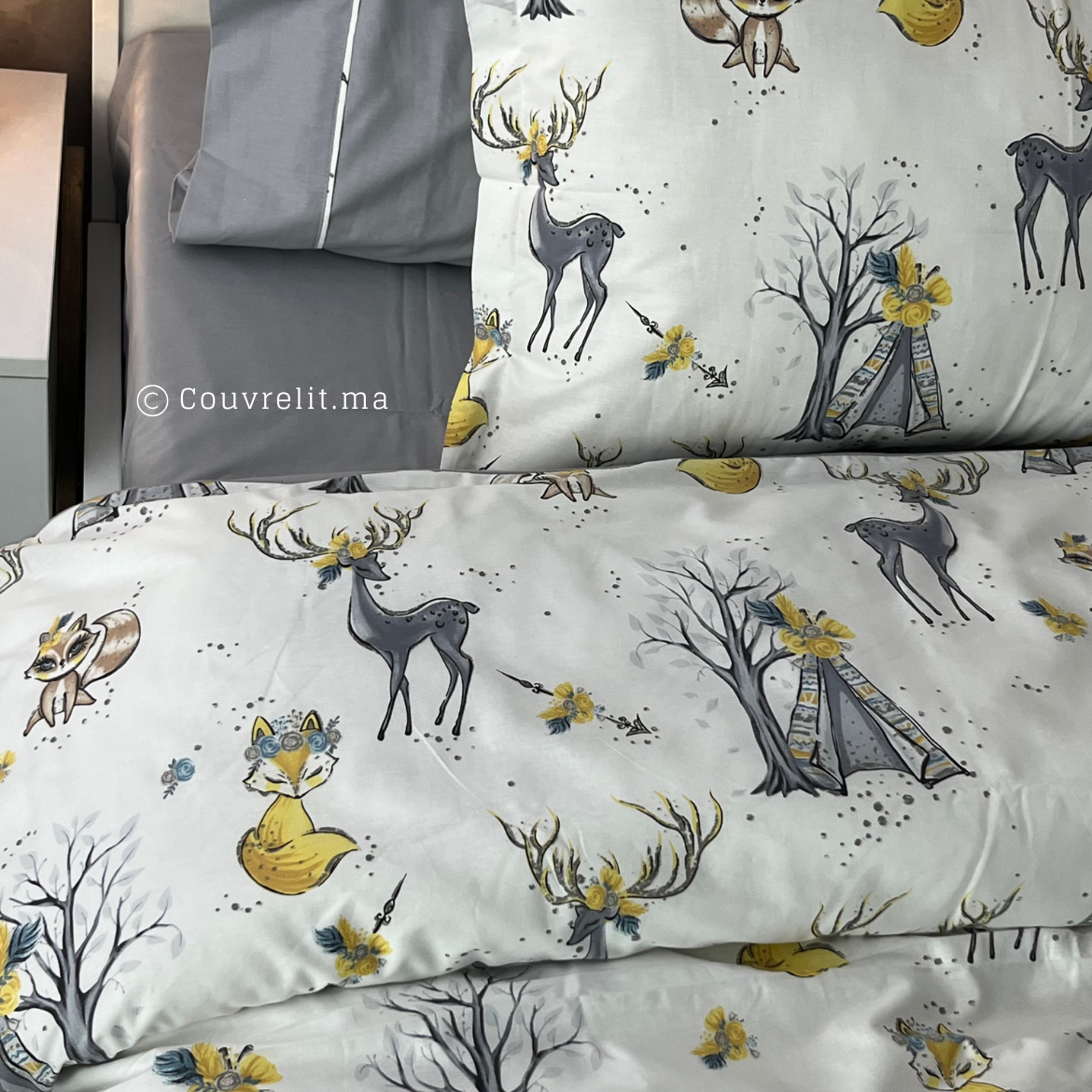 "GHAZAL-GRIS" Couverlit pour enfant pack complet REF: CVK00260
