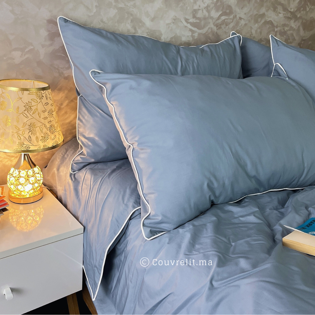 "Bleu pétrole" Ensemble Housse de couette de PERCAL 100% Cotton Réf: CVP0227